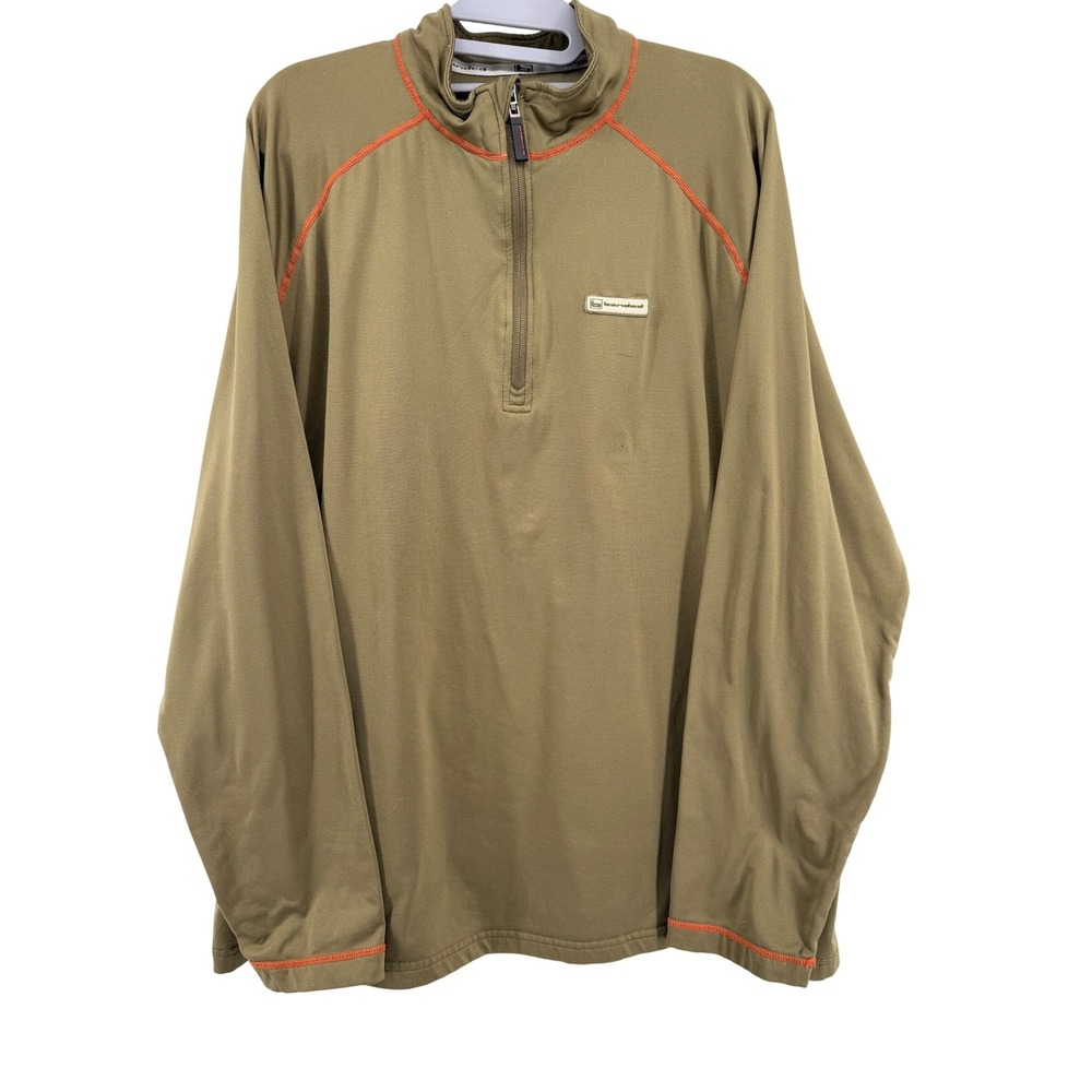 Banded 1/4 Zip Pullover Mens XL Brown Orange Stitching Performance Hunting Shirt